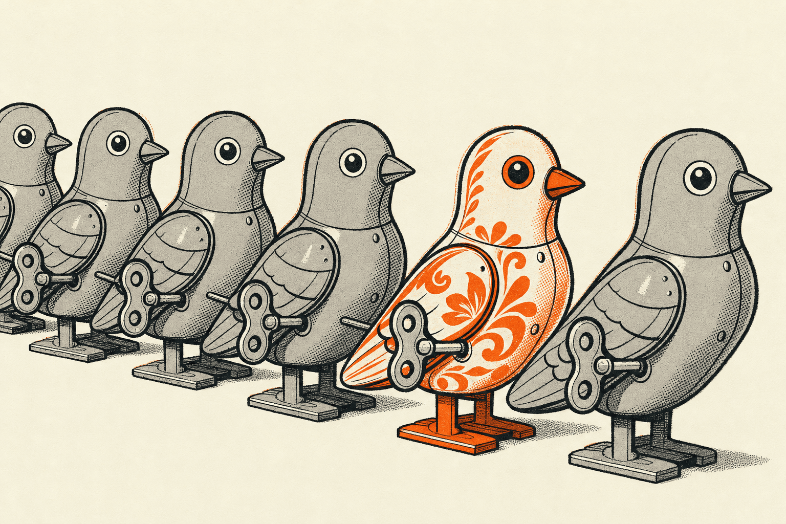 Editorial illustration for “Why Does AI Writing Sound Robotic? Fix the Stiff Draft” — ReverseGPT